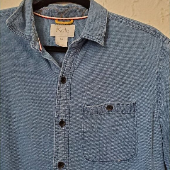 UO Urban Outfitters Koto Doby Button Down Long Sleeve Shirt - Picture 12 of 12